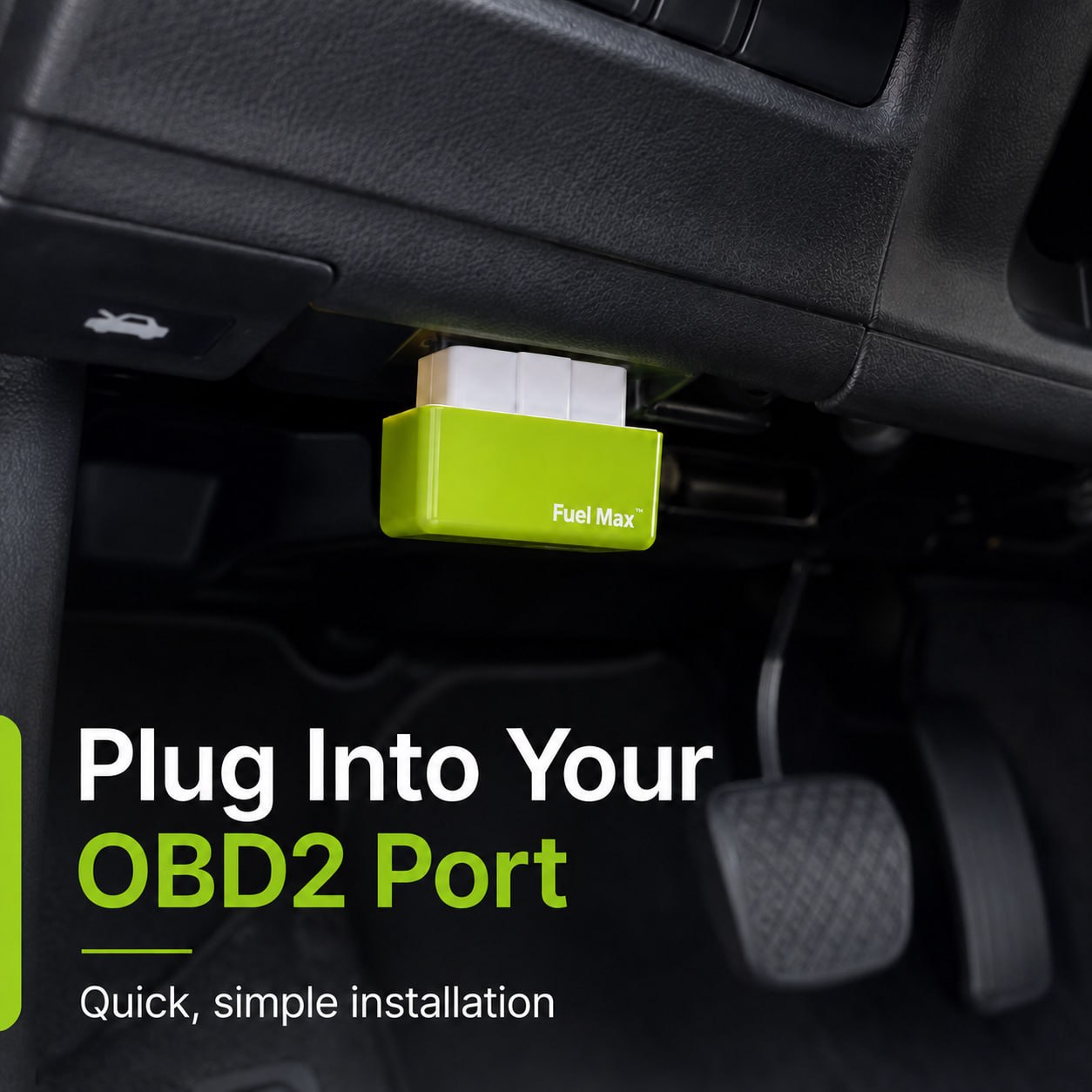Fuel Max plugged into a vehicle OBD2 port